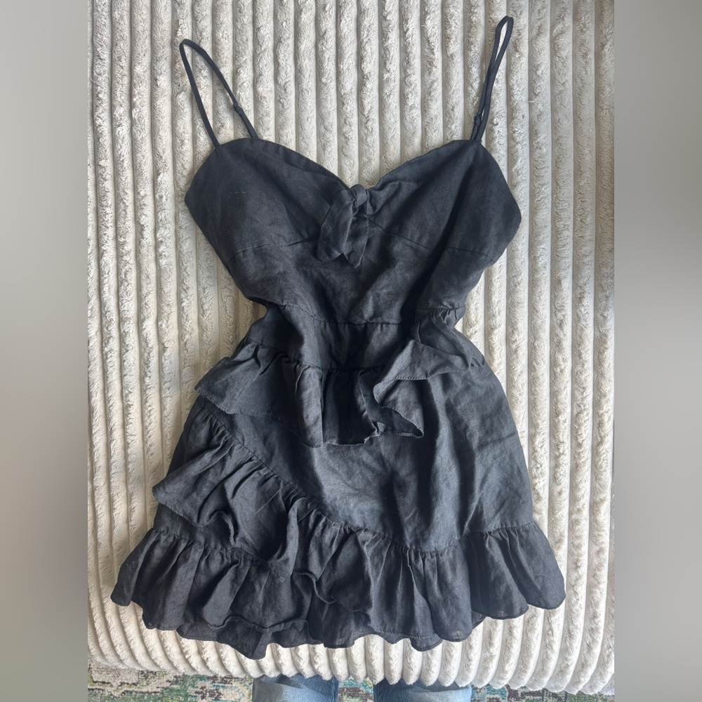 The Impeccable Pig Black Ruffled Tiered Mini Dress